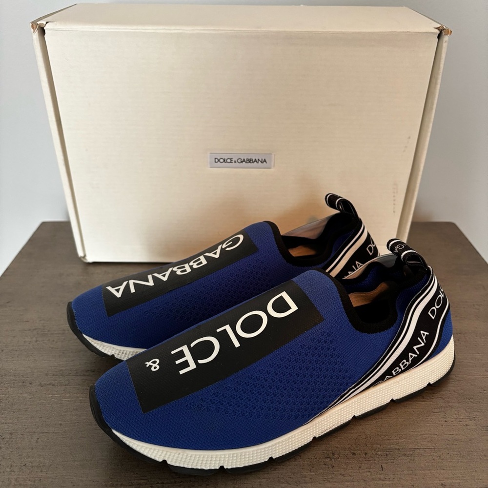 Dolce & Gabbana Blue Slip-On Sneakers